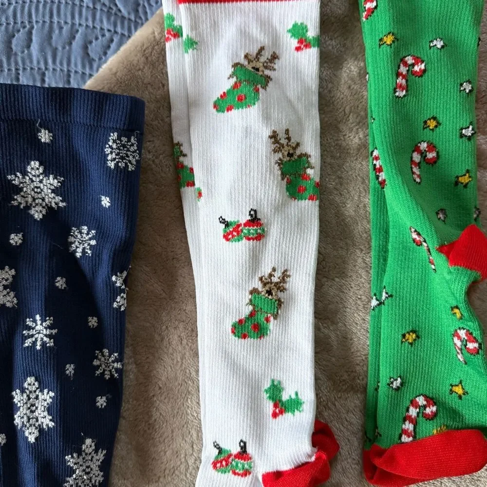 Festive Holiday Compression Socks Set of 4 for Winter/Christmas